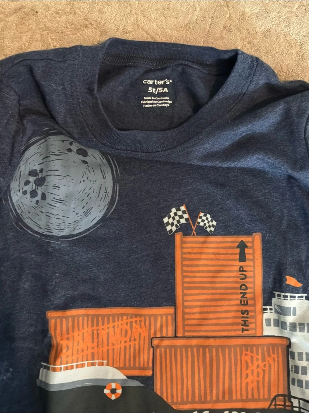 Carter's Navy, Gray & Orange Ship Graphic Long-Sleeve Tee